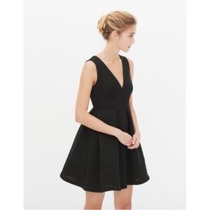 Sandro Black V-Neck Fit & Flare Mini Dress